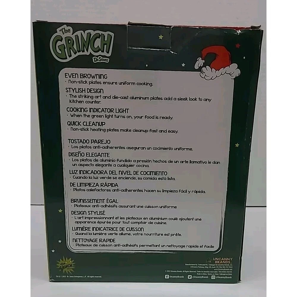 The Grinch‎ Waffle Maker. Uncanny Brands *Tested Works*